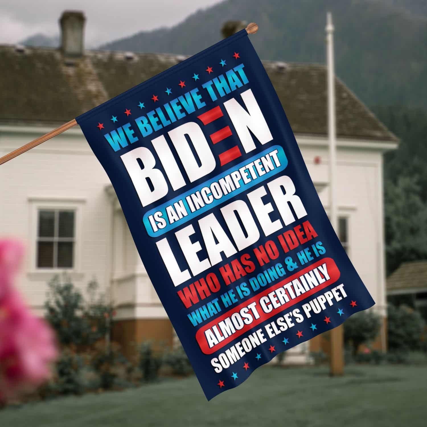 1O uu tien. Believe That Biden Flag-30x40 House Flag Mockup 4