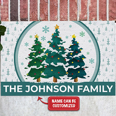 Personalized Family Name Tis The Season Doormat - Christmas Outdoor Indoor Doormat