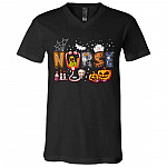 Nurse Halloween Stethoscope Tshirt, Black, V-Neck T-Shirt