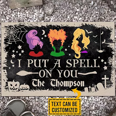 Personalized I Put A Spell On You Sanderson Sisters House Doormat - Custom Hocus Pocus Outdoor Doormat