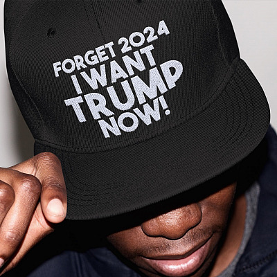 Alternative view of American Flag Forget 2024 I Want Trump Now Twill Cap - High-Profile Snapback Hat - Trump Supporter Hat