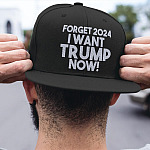 American Flag Forget 2024 I Want Trump Now Twill Cap - High-Profile Snapback Hat - Trump Supporter Hat
