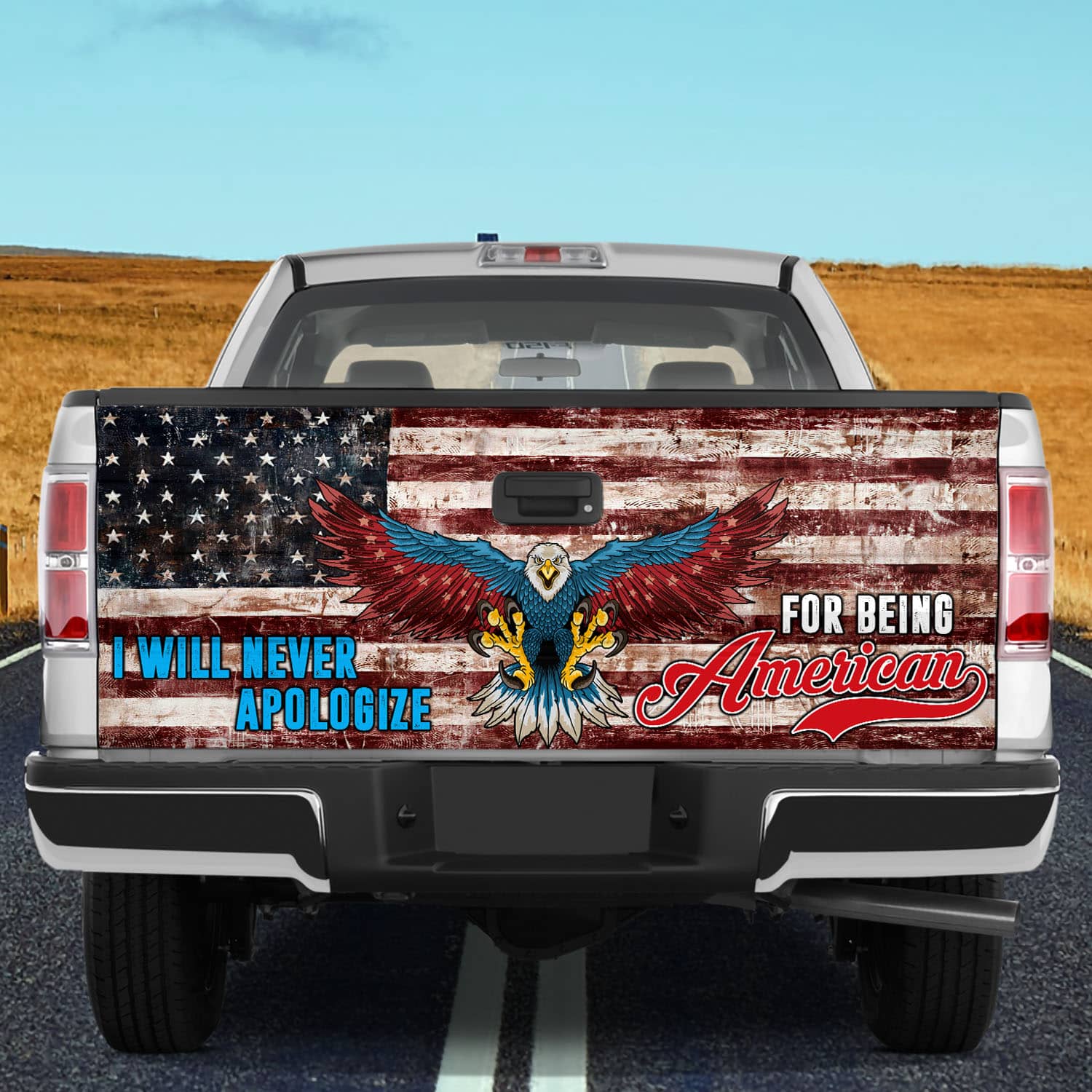 9VT. American I Will Never Apologize Tailgate Wrap Mockup 10