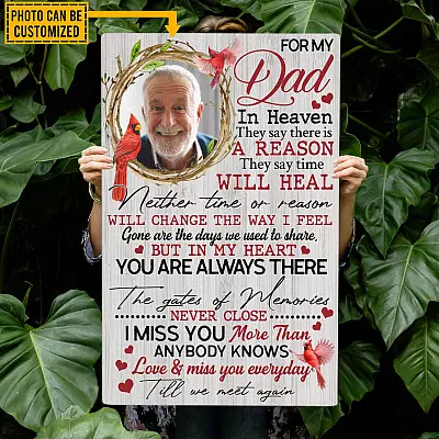 Alternative view of Personalized Photo Memorial Dad For My Dad In Heaven Wall Art - Memorial Dad Custom Photo Gift