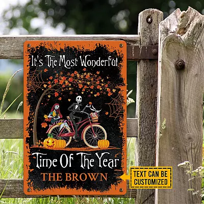 Personalized Family Name Jack Nightmare It's The Most Wonderful Time of The Year Decorative Metal Sign - Indoor Outdoor Decor