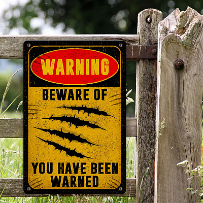 Alternative view of Warning Beware Of You Have Been Warned Funny Beware Halloween Decorative Metal Sign - Indoor Outdoor Decor