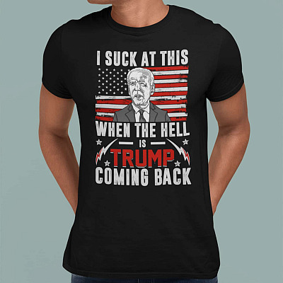 Alternative view of Joe Biden Sucks When the Hell Is Trump Coming Back T-Shirt - Funny Anti Joe Biden V-Neck Tee