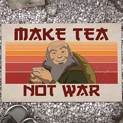 Make Tea Not War Avatar Uncle Vintage Peaceful Decorative Doormat - Funny Tea Drinker Welcome Mat - Gifts for Movie Lover
