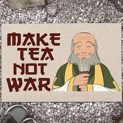 Make Tea Not War Vintage Peaceful Samurai Last Airbender Decorative Doormat - Uncle Iroh Welcome Mat
