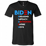 Biden Breaking Tshirt, Black, V-Neck T-Shirt