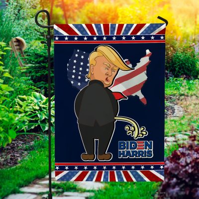 Trump Pissing on Biden Harris Decorative Garden Flag - Indoor Outdoor Flag - House Flag - Trump 2024 Flag