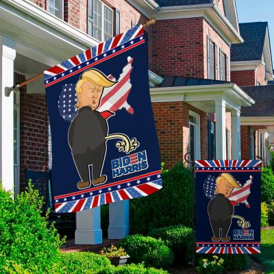 Alternative view of Trump Pissing on Biden Harris Decorative Garden Flag - Indoor Outdoor Flag - House Flag - Trump 2024 Flag