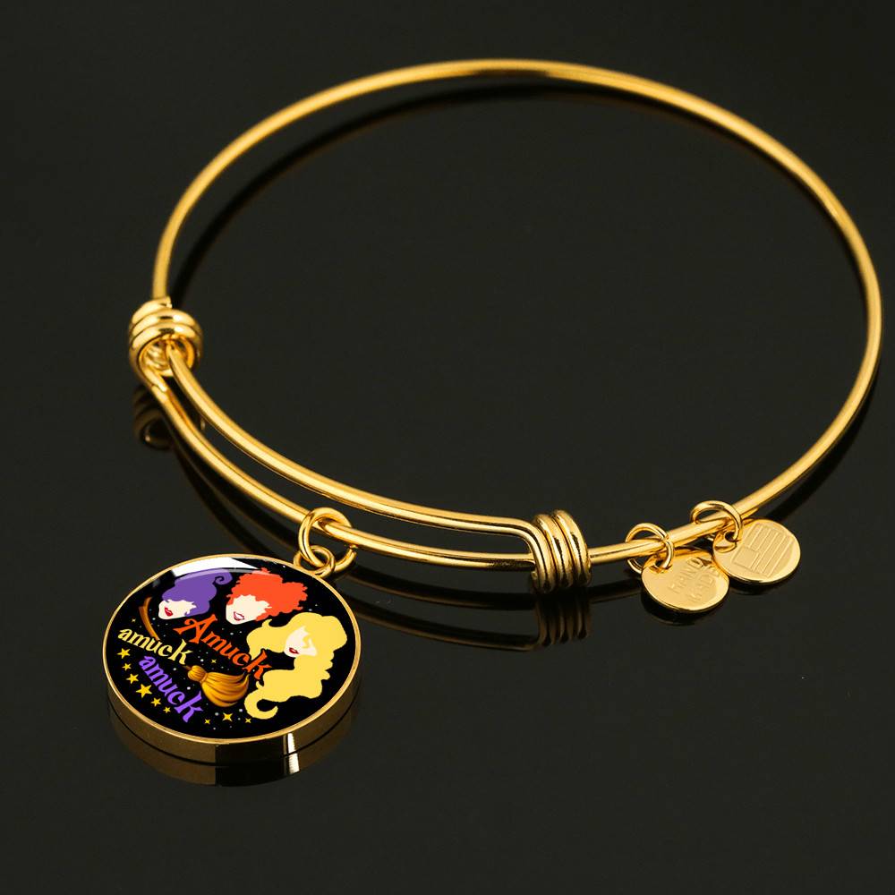 Hocus Pocus Amuck Amuck Amuck Sanderson Sisters Circle Pendant Necklace - Bangle - Halloween Witch Necklace