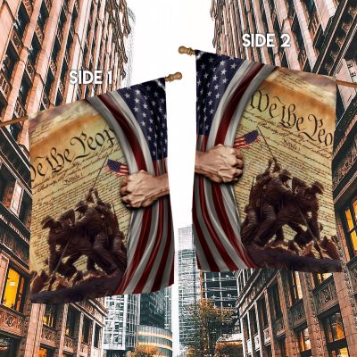 Alternative view of US Veterans Memorial Day We The People Veterans Day Garden Flag - Proud Veteran American Flag House Flag