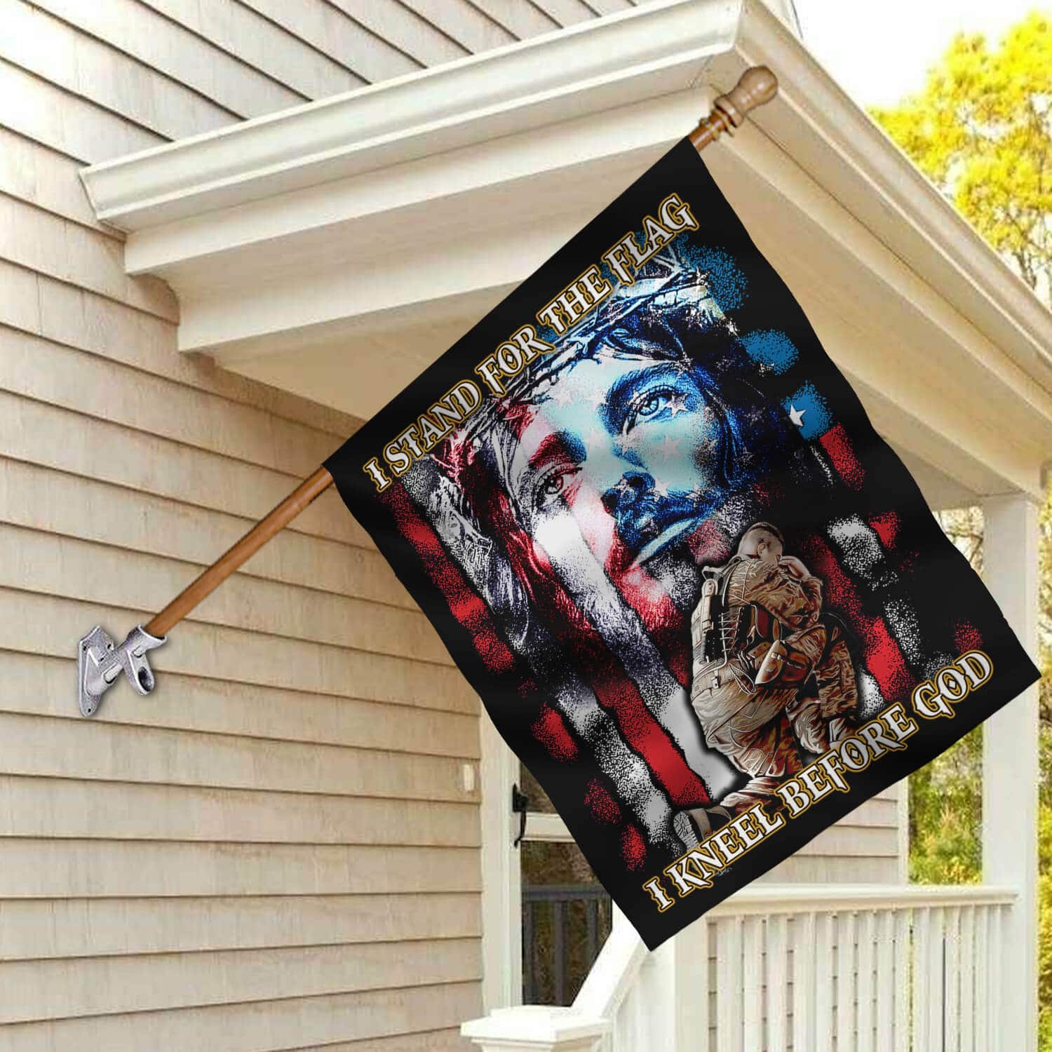 2HV. Kneel Before God (flag) 30X40R House Flag Mockup 2
