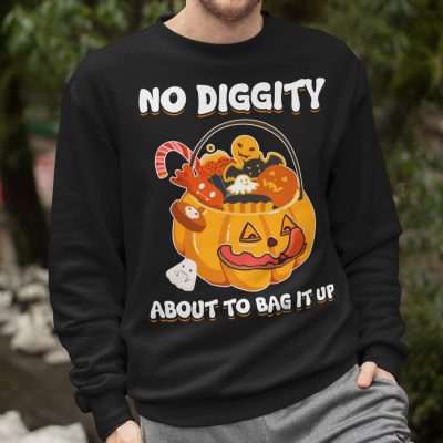 Alternative view of No Diggity About To Bag It Up Pumpkin Funny Halloween T-Shirt - Hoodie - Sweatshirt - Long Sleeve Shirt