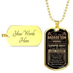 To My Badass Son If Fate Whispers To You You Can't Withstand The Storm I Am The Storm Dog Tag Pendant Necklace
