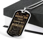 To My Badass Son If Fate Whispers To You You Can't Withstand The Storm I Am The Storm Dog Tag Pendant Necklace