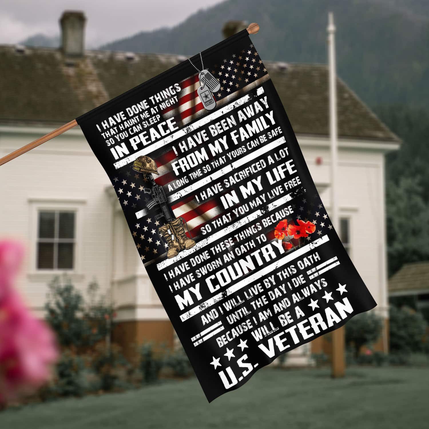 2VT. Veteran I Have Done Things flag House Flag Mockup 4