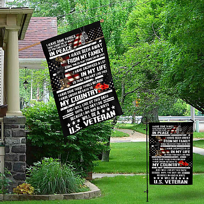 Alternative view of US Veteran I Have Done Things That Haunted Me At Night So You Can Sleep In Peace Outdoor House Flag - Home Garden Flag