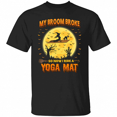 1N. My Broom Broke Yoga Mat (5), Black, Unisex T-Shirt