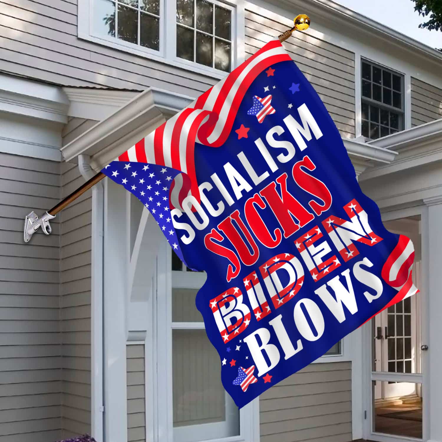 3BN. Socialism Sucks-30x40 House Flag Mockup 6