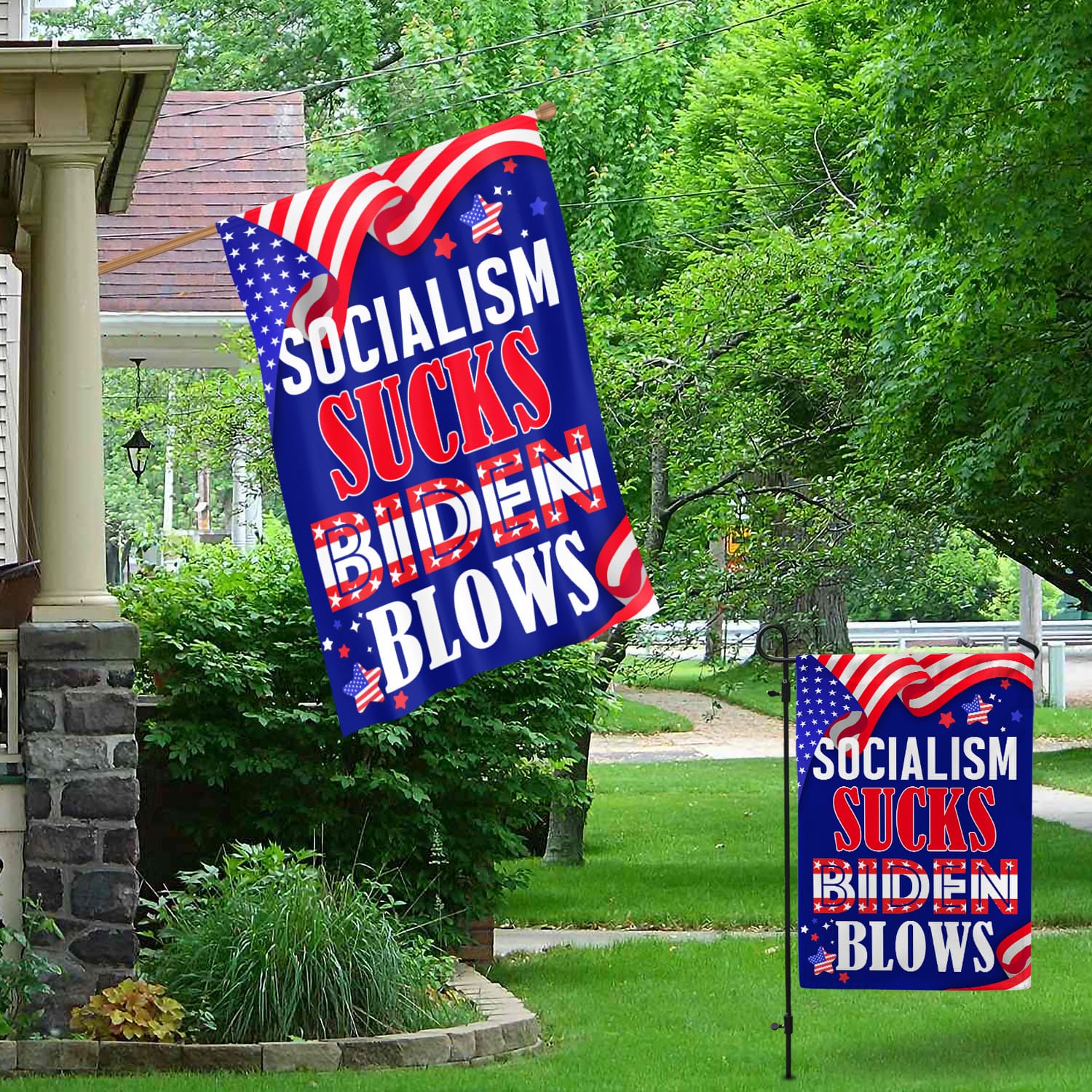 3BN. Socialism Sucks-30x40 Garden & House Mockup 1
