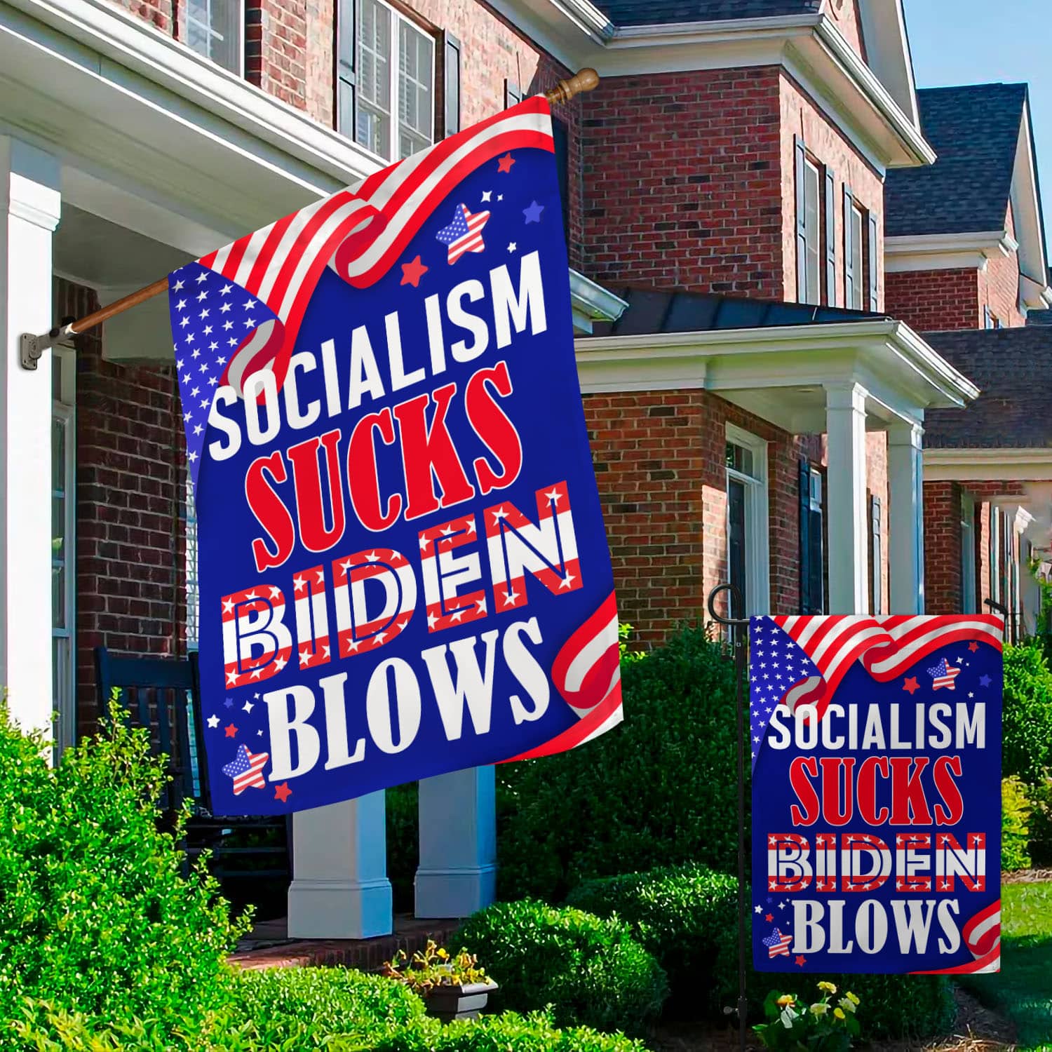 3BN. Socialism Sucks-30x40 Garden & House Mockup 2