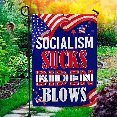 Socialism Sucks Biden Blows Outdoor Indoor Decorative Garden Flag - House Flag - Wall Flag - Anti Biden Flag