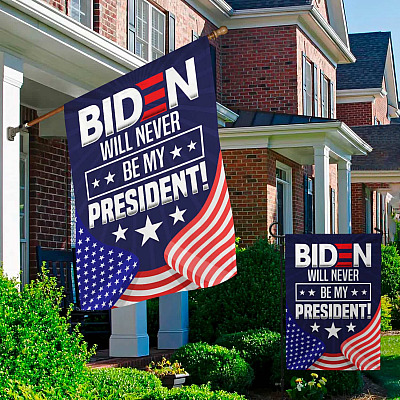 Alternative view of Biden Will Never Be My President Garden Flag - Pro Trump House Flag - Wall Flag
