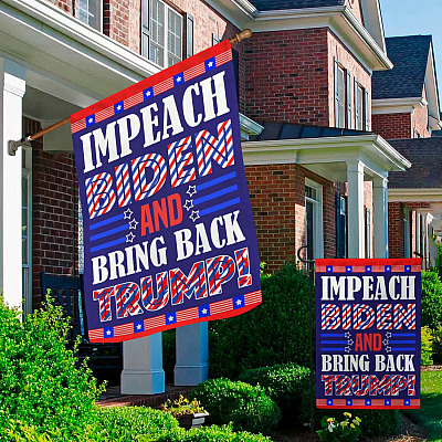 Alternative view of Impeach Biden And Bring Back Trump Garden Flag - Anti Biden Is Not My President House Flag - Wall Flag