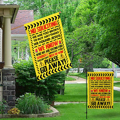 Alternative view of No Soliciting We Are Too Broke to Buy Anything Garden Flag - House Flag - Wall Flag