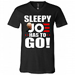 Sleepy Joe Has To Go tee, Black, V-Neck T-Shirt