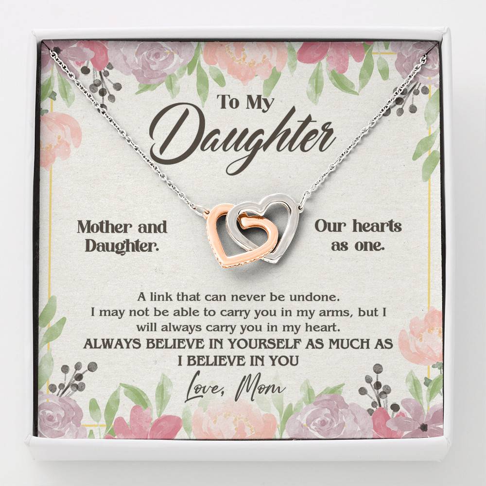 From Mom To My Daughter A Link That Can Never Be Undone I Believe In You Interlocking Hearts Pendant Necklace - Interlocking Hearts Necklace From Mom To My Daughter A Link That Can Never Be Undone I Believe In You Interlocking Hearts Pendant Necklace - Interlocking Hearts Necklace