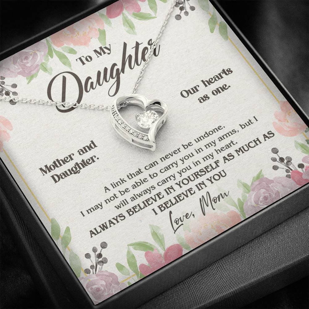 From Mom To My Daughter A Link That Can Never Be Undone I Believe In You Forever Love Heart Pendant Necklace