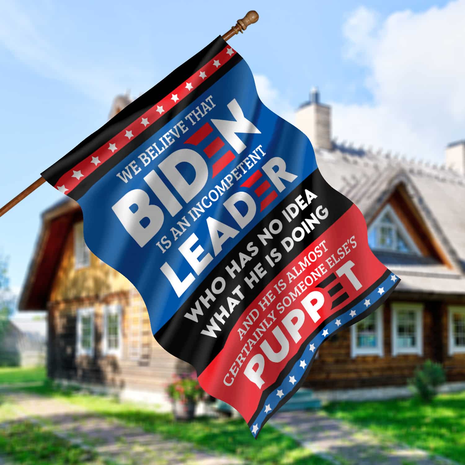 4KT. We Believe That Biden Is (flag) 30x40 House Flag Mockup 5