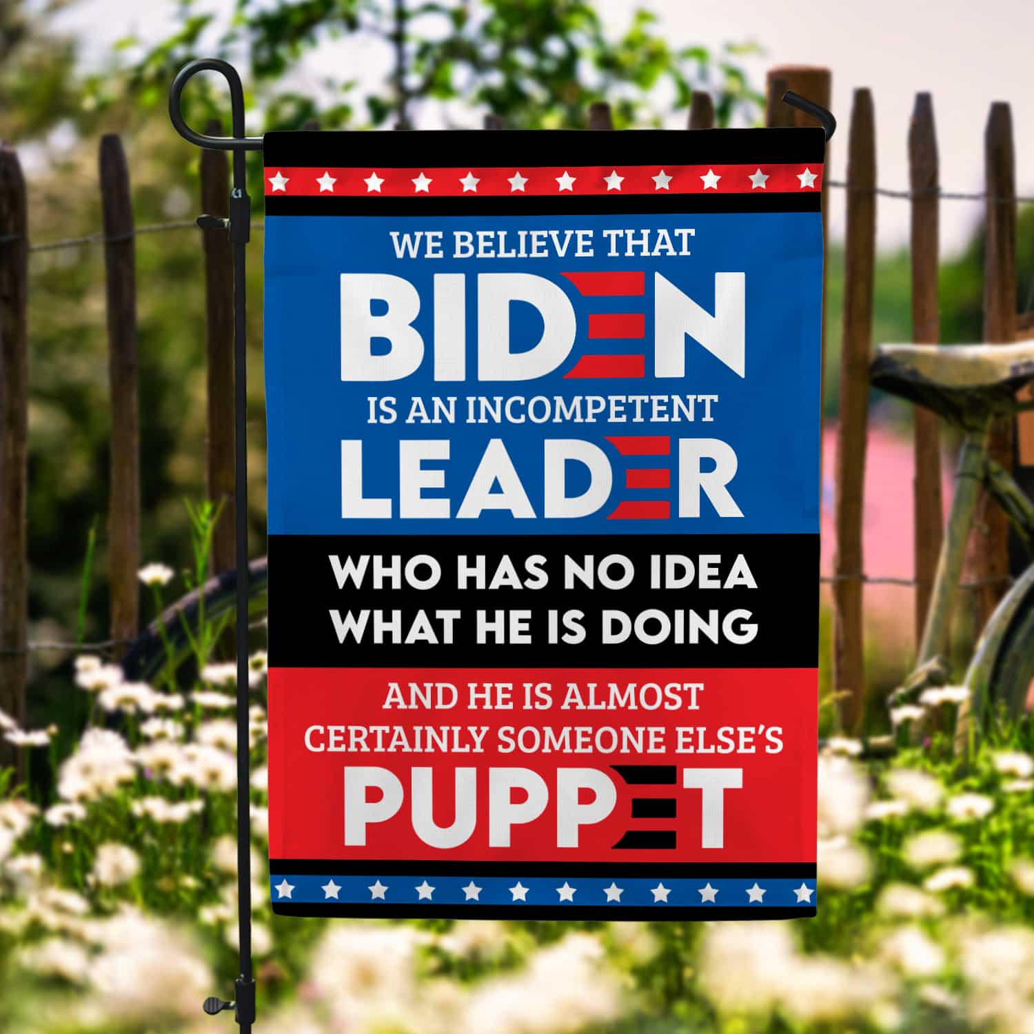 4KT. We Believe That Biden Is (flag) 30x40 Garden Flag Mockup 6