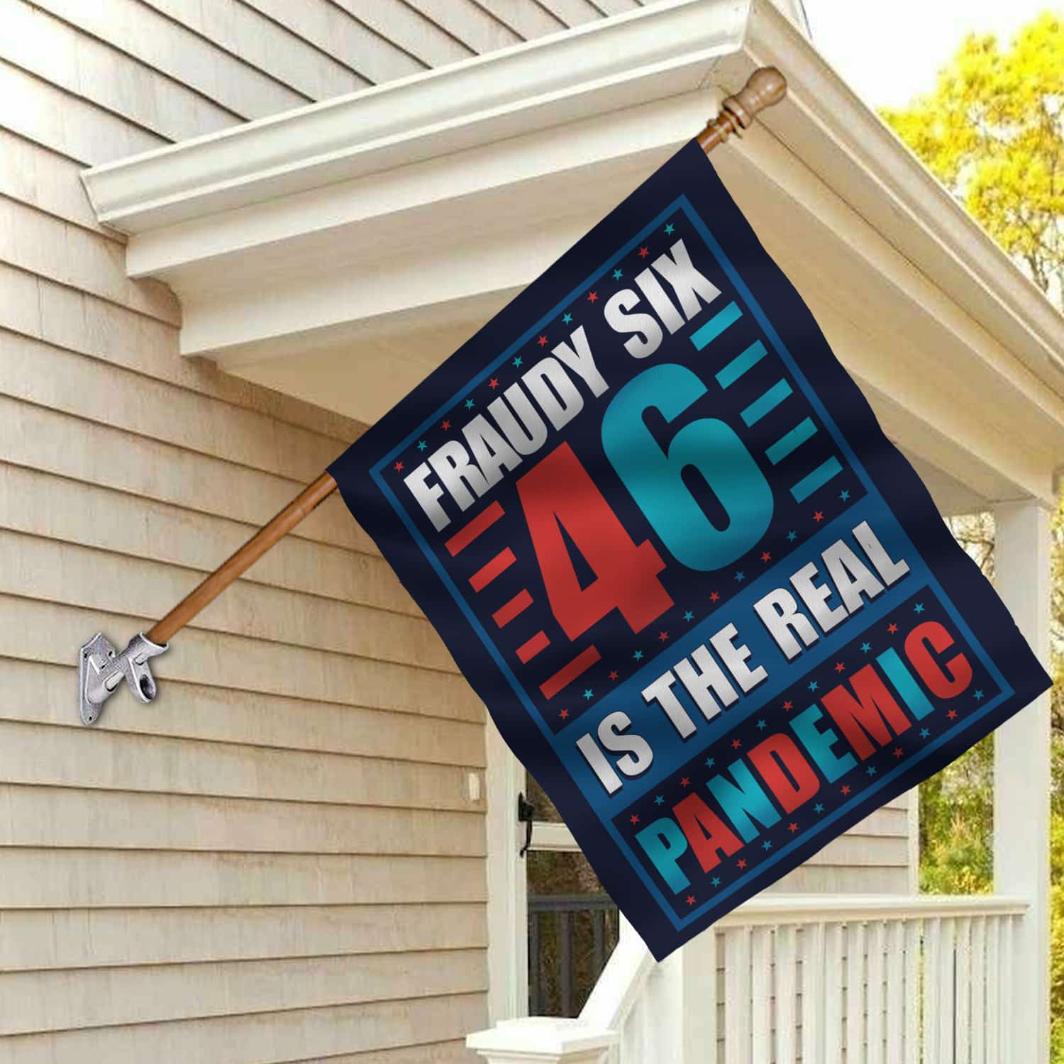 2KT. Fraudy Six 46 Is The Real Pandemic-30x40 House Flag Mockup 2