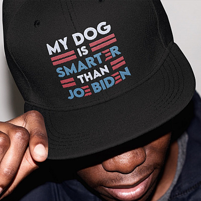 Alternative view of My Dog Is Smarter Than Joe Biden Twill Cap - High-Profile Snapback Hat - Trucker Hat - Funny Political Hat