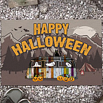 Happy Halloween Camper Doormat - Outdoor Indoor Doormat - Halloween Camping Doormat