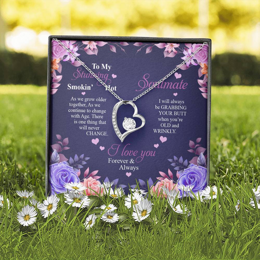 To My Stunning Smokin’ Hot Soulmate Quote Necklace - As We Grow Together Forever Love Heart Pendant Necklace