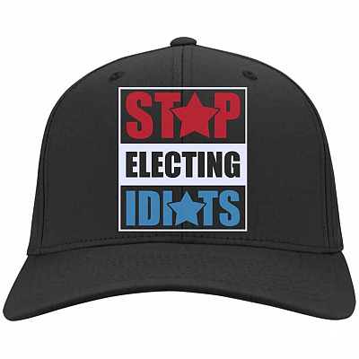 3KT. Stop Electing Idiots, Black, Twill Cap