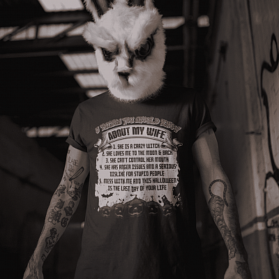 Alternative view of 5 Things You Should Know About My Wife She Is A Crazy Witch T-Shirt - Funny Husband Halloween Shirt