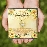 From Mom To My Daughter Never Forget That You Are My Sunshine Sunflower Forever Love Heart Pendant Necklace
