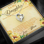 From Mom To My Daughter Never Forget That You Are My Sunshine Sunflower Forever Love Heart Pendant Necklace