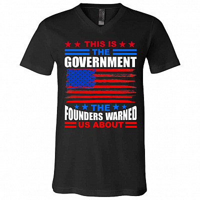 Government founders tee, Black, V-Neck T-Shirt
