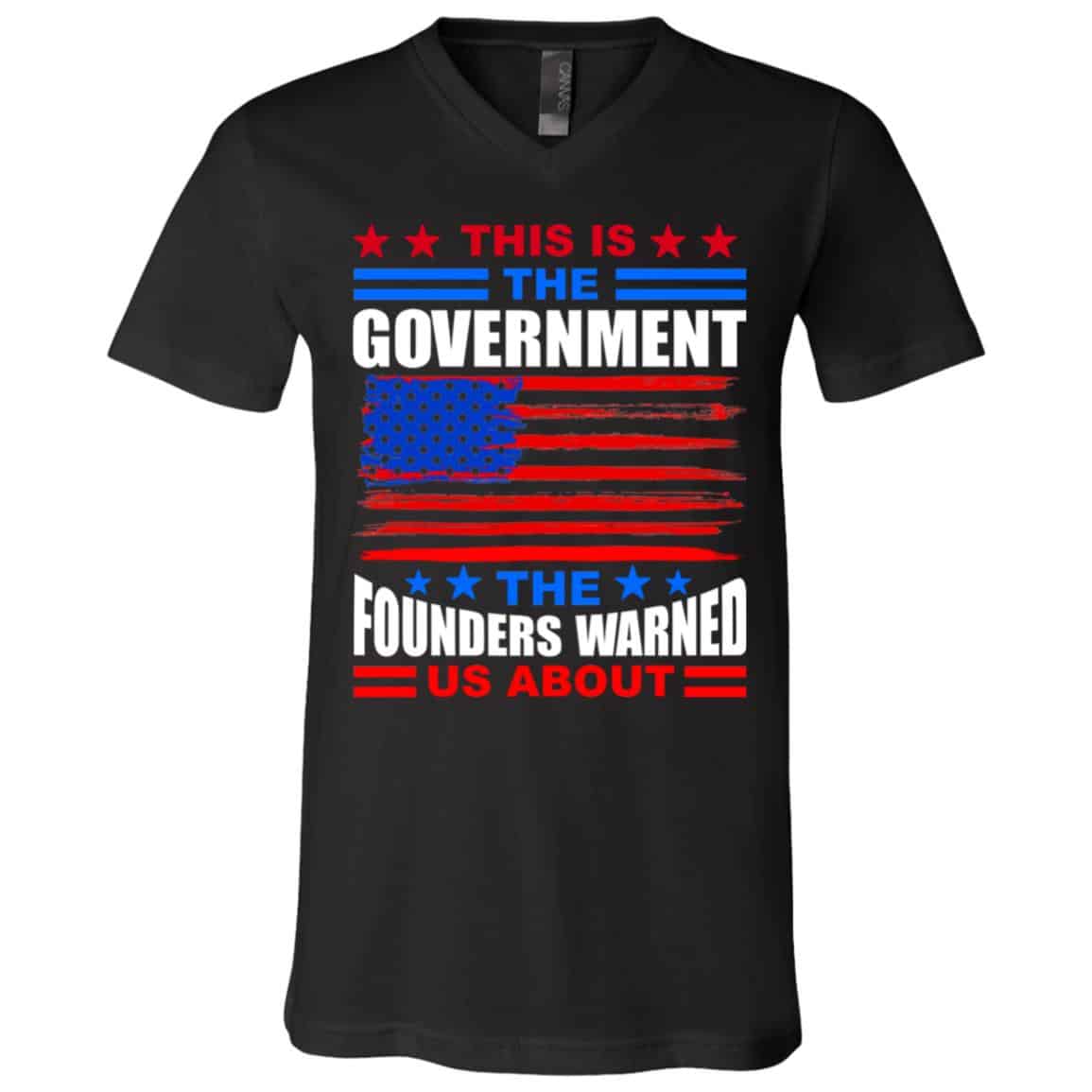 Government founders tee, Black, V-Neck T-Shirt