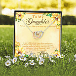 From Mom To My Daughter Never Forget That You Are My Sunshine Sunflower Interlocking Hearts Pendant Necklace