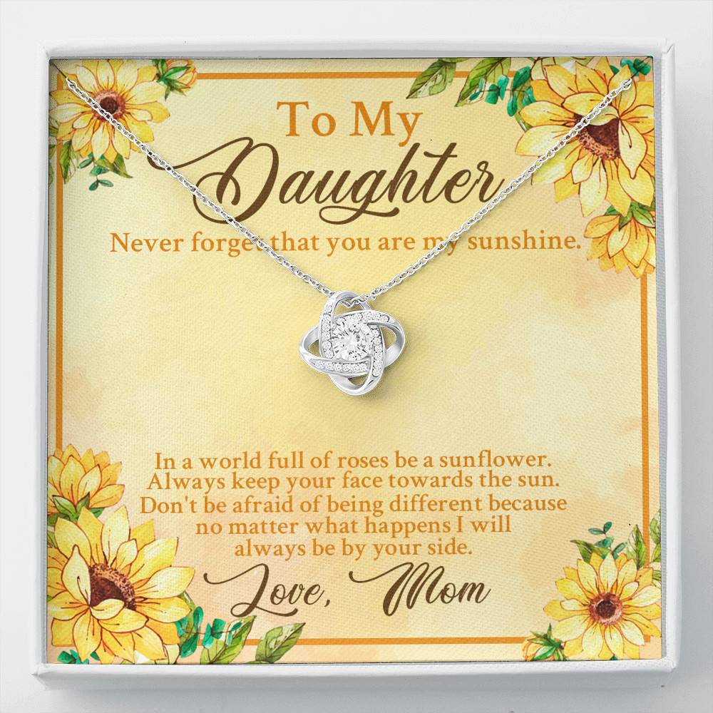 From Mom To My Daughter Never Forget That You Are My Sunshine Sunflower Love Knot Necklace - Love Knot Necklace