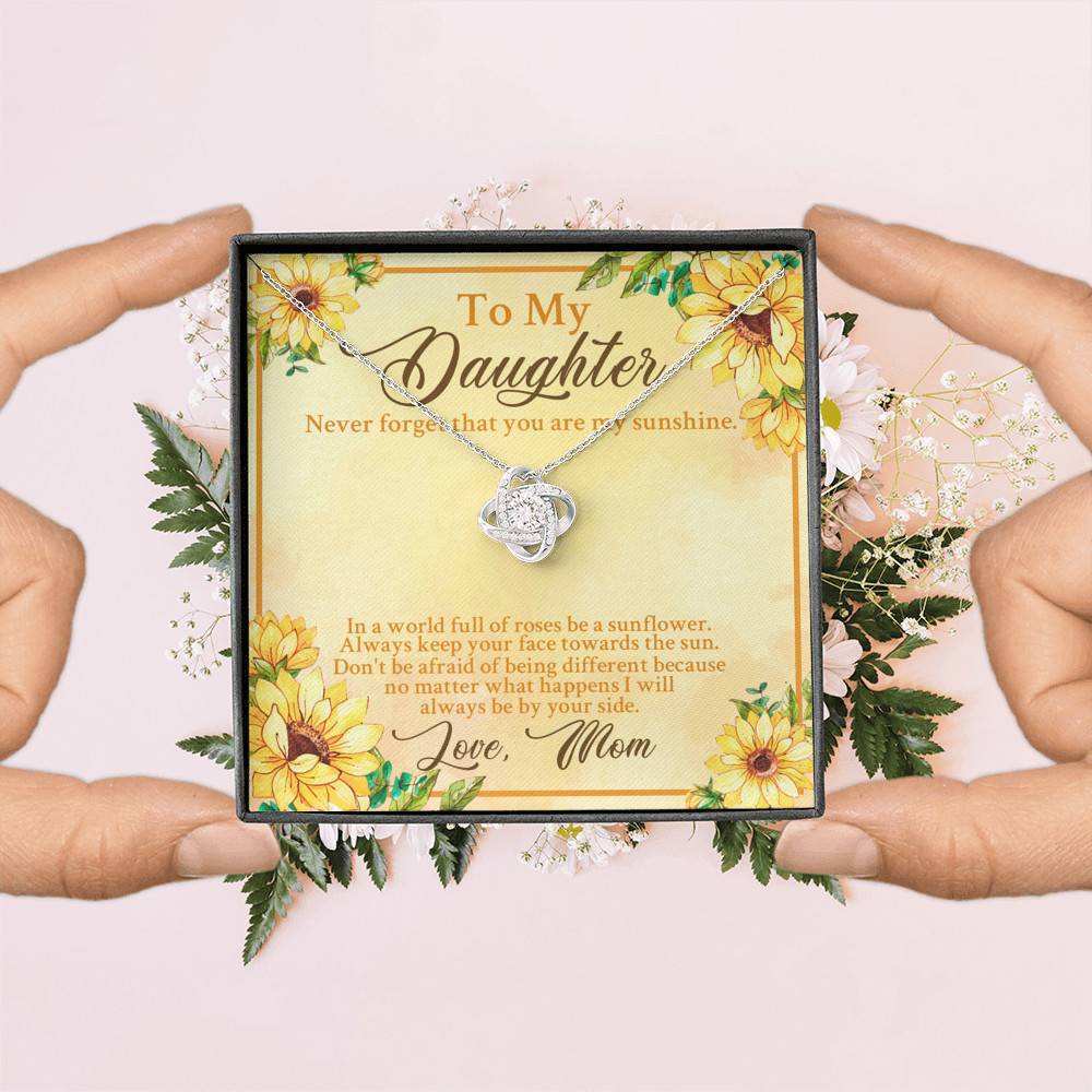 From Mom To My Daughter Never Forget That You Are My Sunshine Sunflower Love Knot Necklace